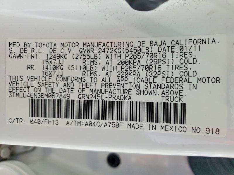 Продаж на аукціоні авто 2011 Toyota Tacoma, vin: 3TMLU4EN3BM067849, номер лоту: 59863116