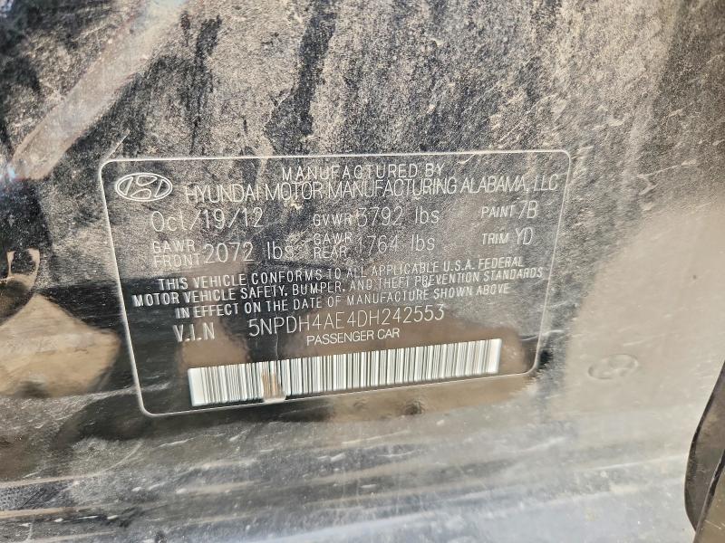 61851906 :رقم المزاد ، 5NPDH4AE4DH242553 vin ، 2013 Hyundai Elantra مزاد بيع