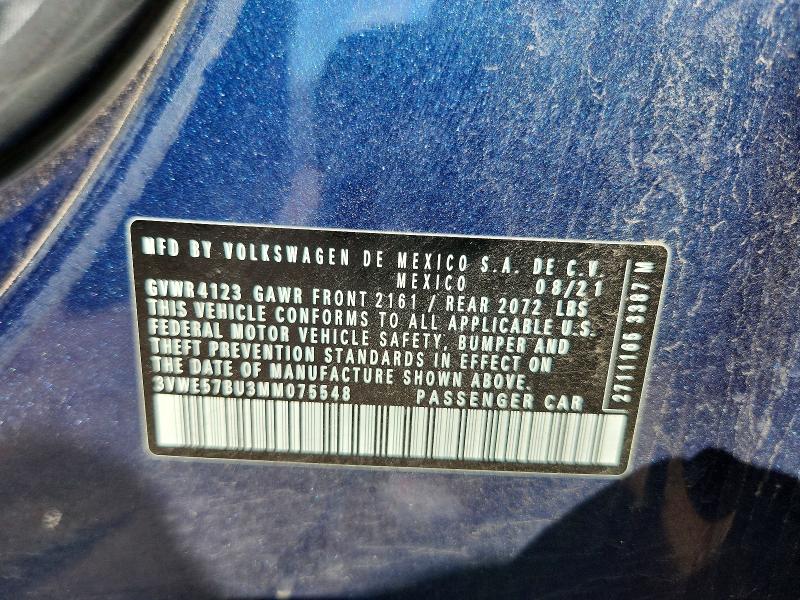63565526 :رقم المزاد ، 3VWE57BU3MM075548 vin ، 2021 Volkswagen Jetta مزاد بيع
