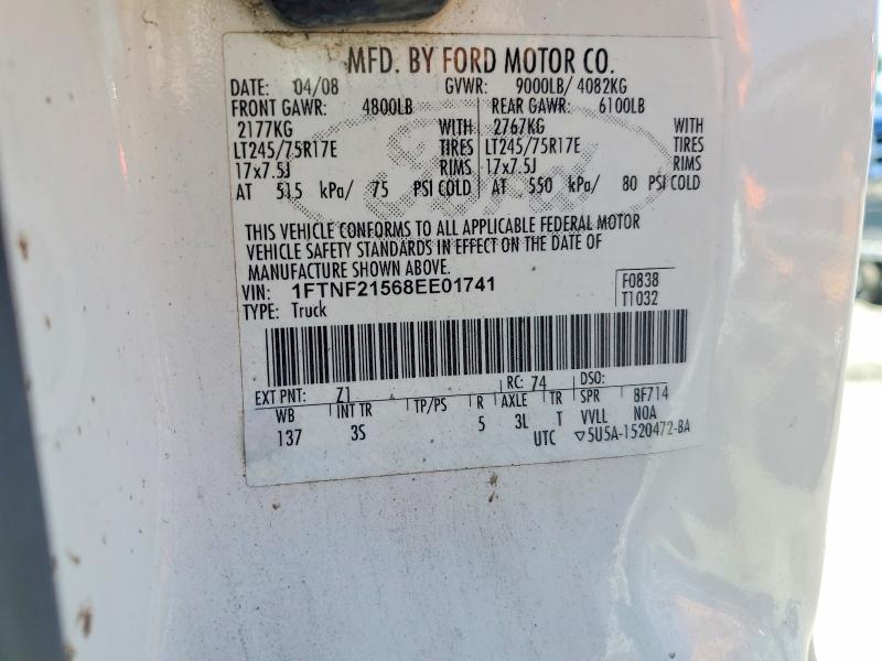 Продажа на аукционе авто 2008 Ford F250, vin: 1FTNF21568EE01741, номер лота: 60014156