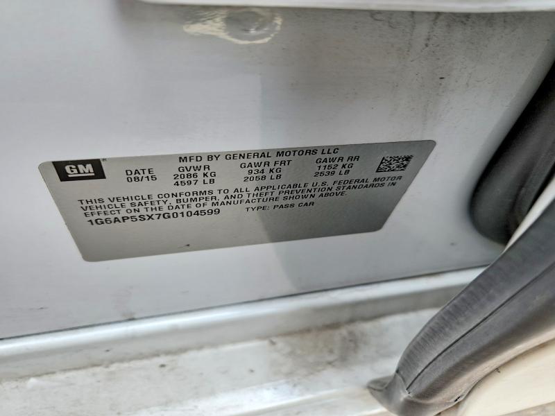 Aukcja sprzedaży 2016 Cadillac Cts, vin: 1G6AP5SX7G0104599, numer aukcji: 61894566