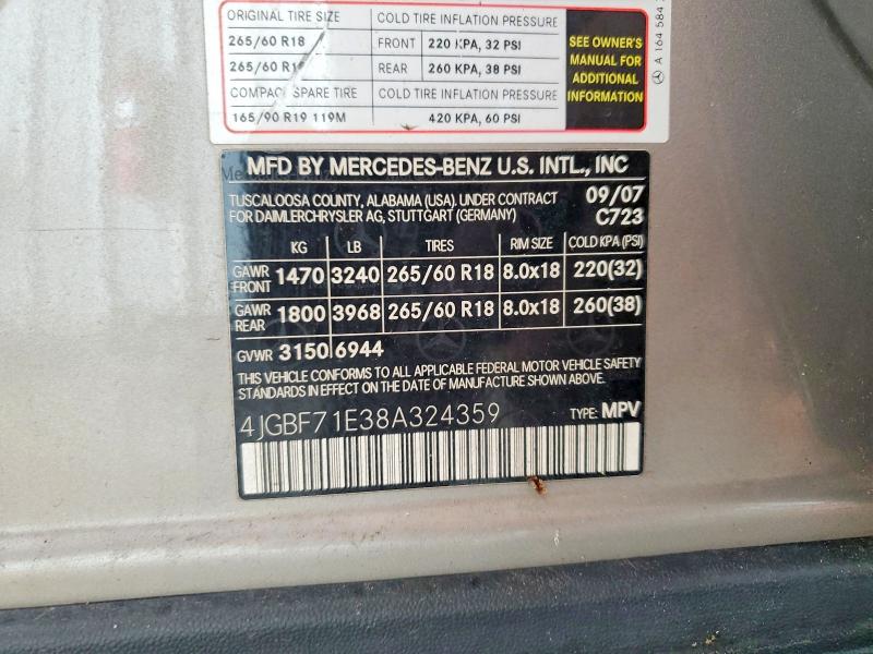 Продажа на аукционе авто 2008 Mercedes-benz Gl, vin: 4JGBF71E38A324359, номер лота: 60554626