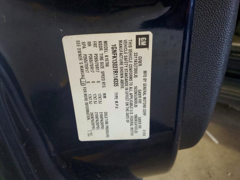 59342836 :رقم المزاد ، 1GNFK13037R114335 vin ، 2007 Chevrolet Tahoe مزاد بيع