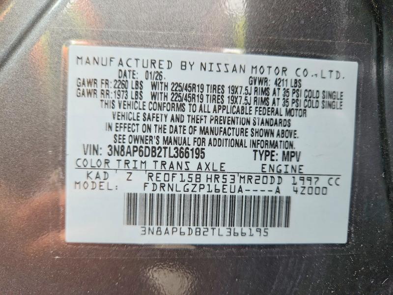 Продаж на аукціоні авто 2026 Nissan Kicks, vin: 3N8AP6DB2TL366195, номер лоту: 62957436