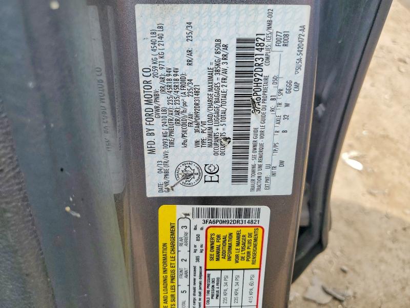 Auction sale of the 2013 Ford Fusion, vin: 3FA6P0H92DR314821, lot number: 63390906