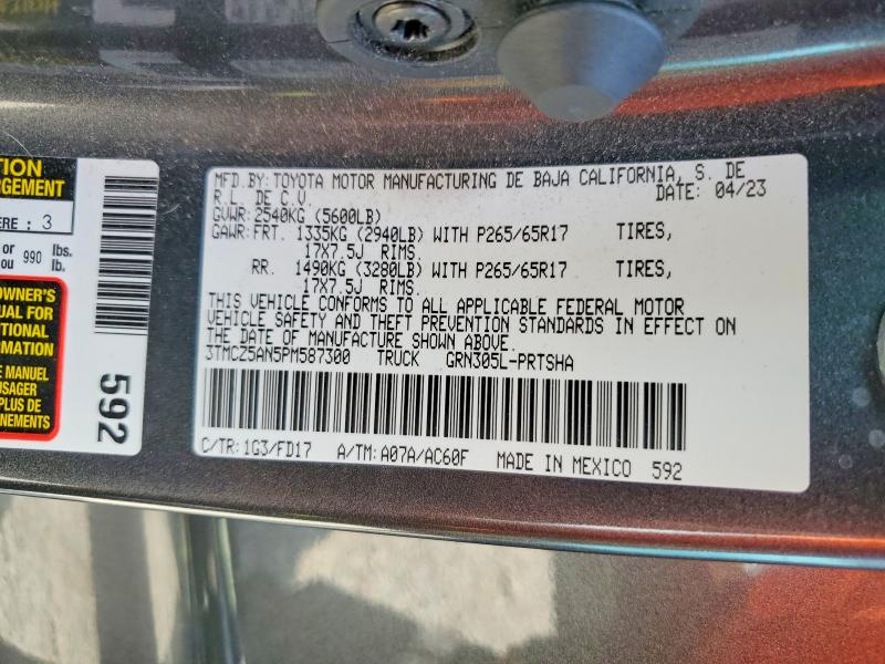 Продаж на аукціоні авто 2023 Toyota Tacoma, vin: 3TMCZ5AN5PM587300, номер лоту: 59868736