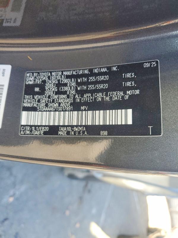 60168966 :رقم المزاد ، 5TDAAAA67TS017891 vin ، 2026 Lexus Tx 350 مزاد بيع