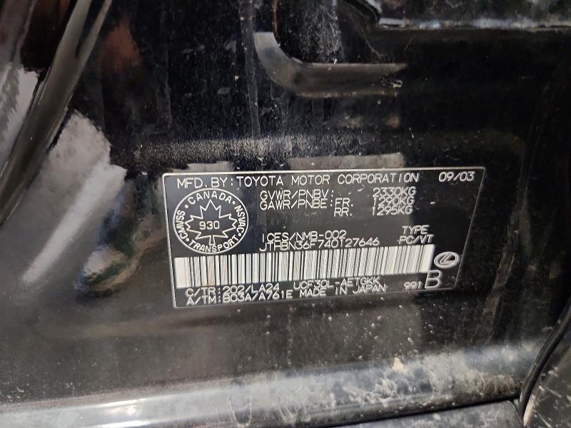 Aukcja sprzedaży 2004 Lexus Ls, vin: JTHBN36F740127646, numer aukcji: 61916376