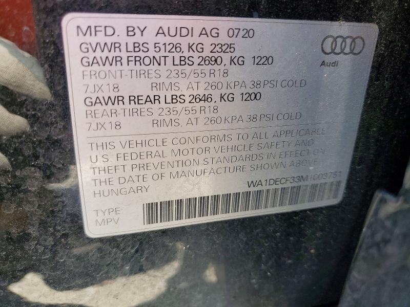 Продаж на аукціоні авто 2021 Audi Q3, vin: WA1DECF33M1003751, номер лоту: 61528836