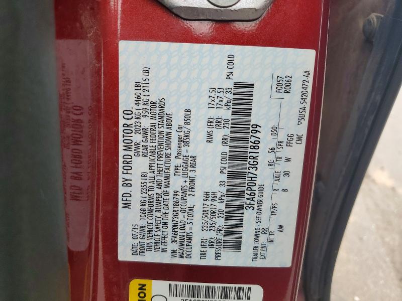 Aukcja sprzedaży 2016 Ford Fusion, vin: 3FA6P0H73GR186799, numer aukcji: 62353006