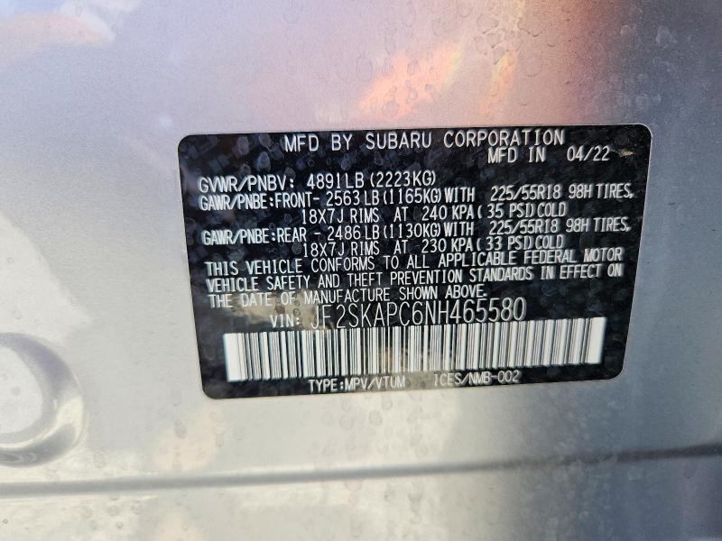 Продажа на аукционе авто 2022 Subaru Forester, vin: JF2SKAPC6NH465580, номер лота: 63246866