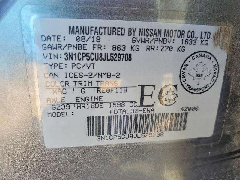 Aukcja sprzedaży 2018 Nissan Kicks, vin: 3N1CP5CU8JL529708, numer aukcji: 61012046