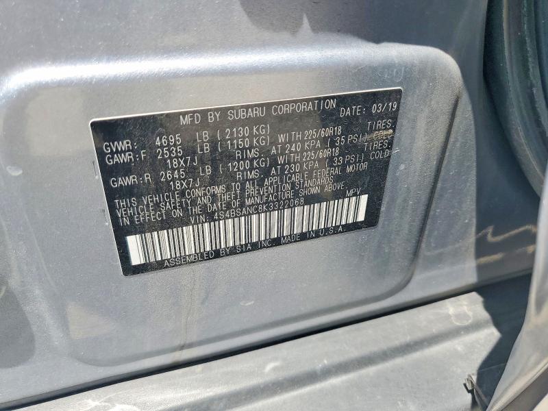 Aukcja sprzedaży 2019 Subaru Outback, vin: 4S4BSANC8K3322068, numer aukcji: 74515705