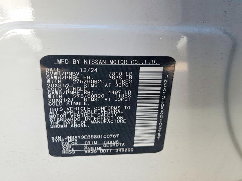 59173206 :رقم المزاد ، JN8AY3EB5S9100767 vin ، 2025 Nissan Armada مزاد بيع