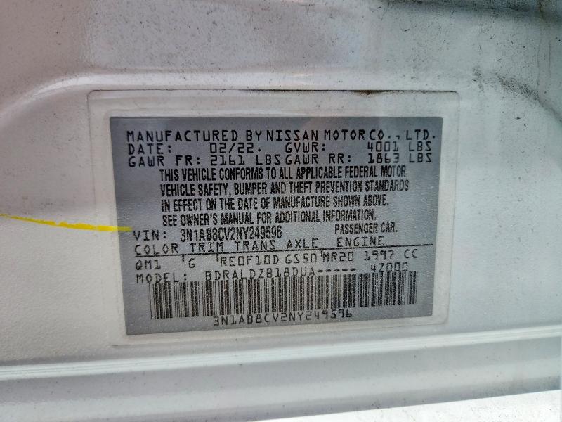 Продаж на аукціоні авто 2022 Nissan Sentra, vin: 3N1AB8CV2NY249596, номер лоту: 58631046
