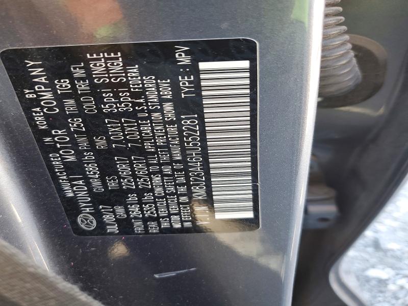 59778576 :رقم المزاد ، KM8J23A46HU552281 vin ، 2017 Hyundai Tucson مزاد بيع