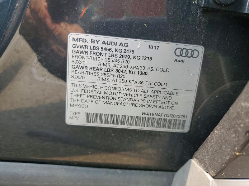 Продажа на аукционе авто 2018 Audi Q5, vin: WA1BNAFY0J2072281, номер лота: 61616596