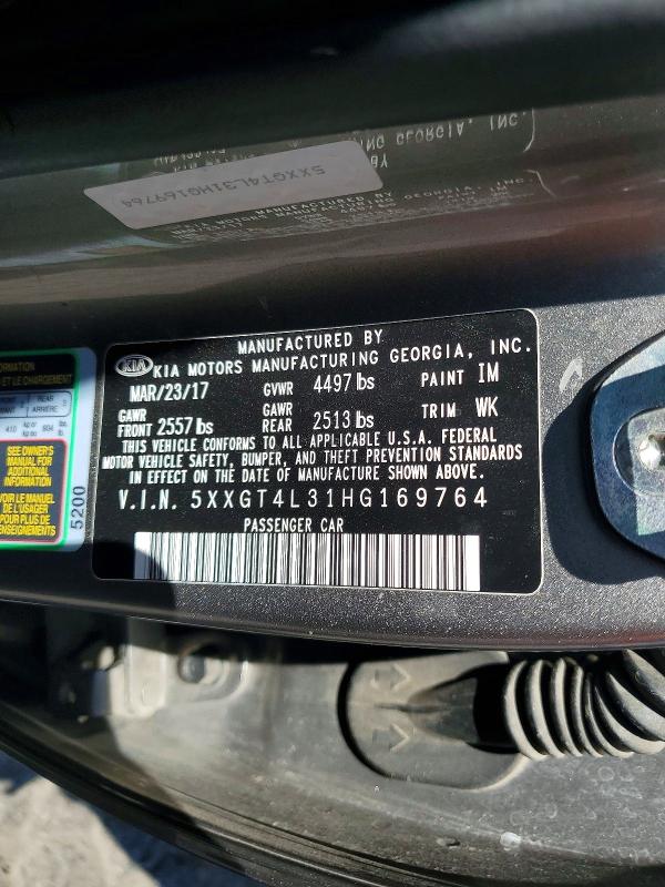 2017 Kia Optima მანქანა იყიდება აუქციონზე, vin: 5XXGT4L31HG169764, აუქციონის ნომერი: 59884946