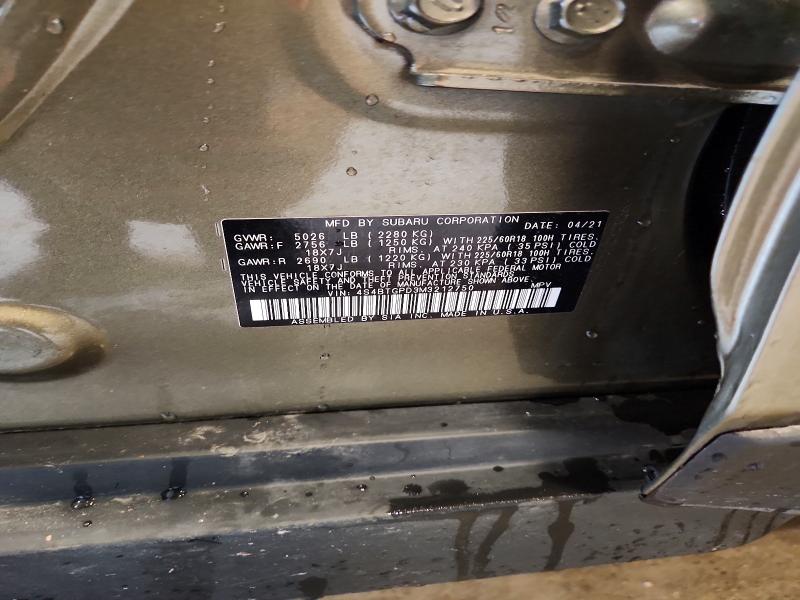 Продаж на аукціоні авто 2021 Subaru Outback, vin: 4S4BTGPD3M3212750, номер лоту: 60417536
