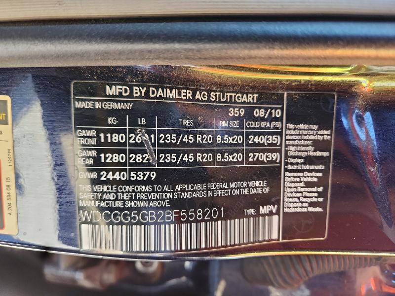 63252486 :رقم المزاد ، WDCGG5GB2BF558201 vin ، 2011 Mercedes-benz Glk مزاد بيع