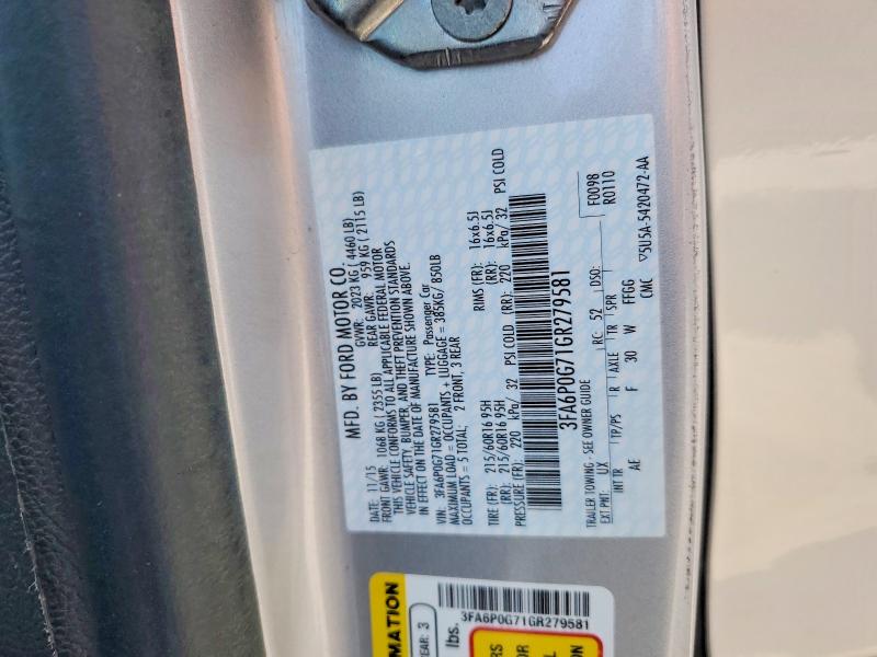 Aukcja sprzedaży 2016 Ford Fusion, vin: 3FA6P0G71GR279581, numer aukcji: 62832606