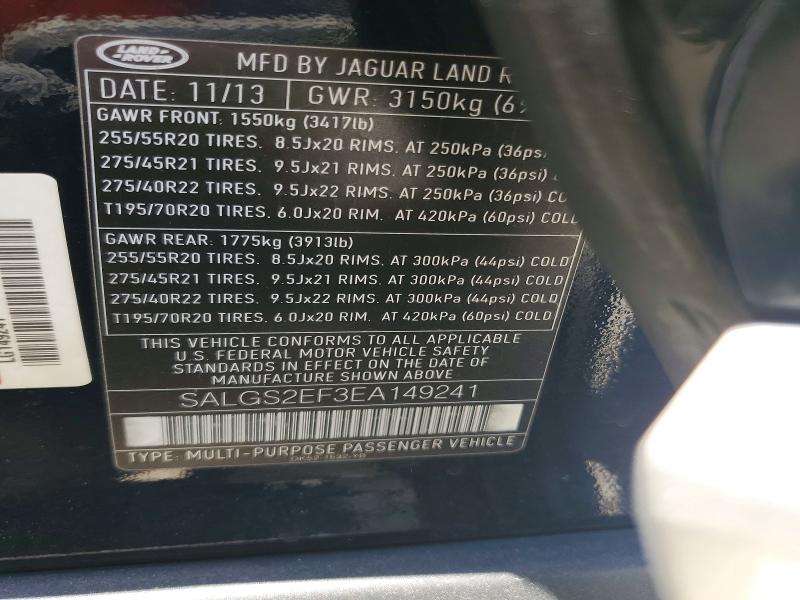 62785916 :رقم المزاد ، SALGS2EF3EA149241 vin ، 2014 Land Rover Range Rover مزاد بيع