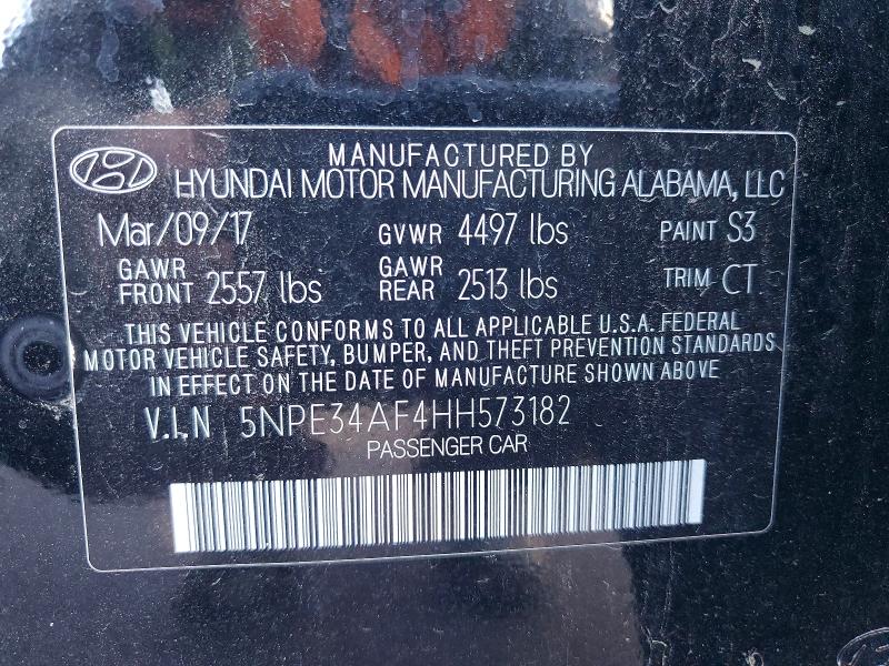 61178096 :رقم المزاد ، 5NPE34AF4HH573182 vin ، 2017 Hyundai Sonata مزاد بيع