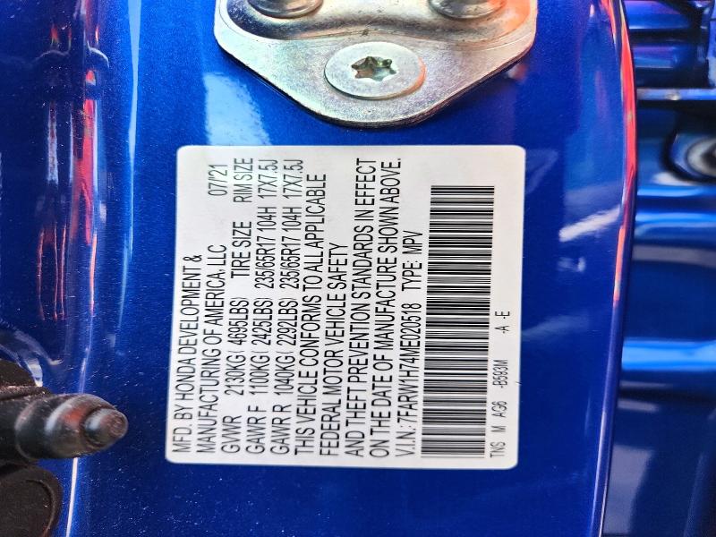 2021 Honda Cr-v მანქანა იყიდება აუქციონზე, vin: 7FARW1H74ME020518, აუქციონის ნომერი: 60584916