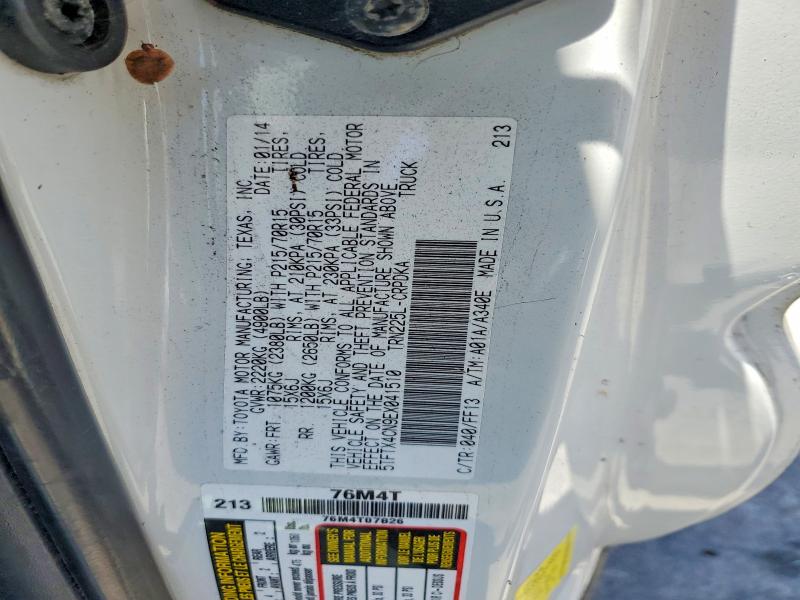 61525186 :رقم المزاد ، 5TFTX4CN9EX041510 vin ، 2014 Toyota Tacoma مزاد بيع