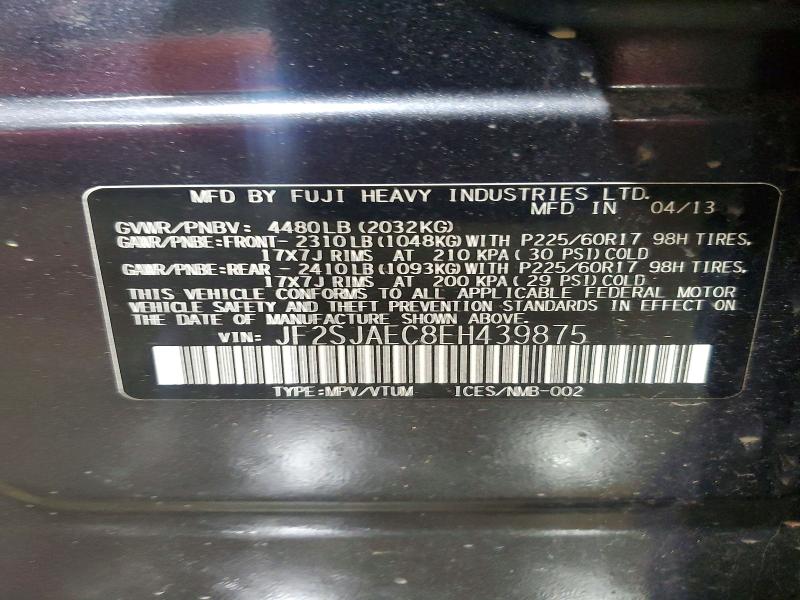 Продажа на аукционе авто 2014 Subaru Forester, vin: JF2SJAEC8EH439875, номер лота: 61186596