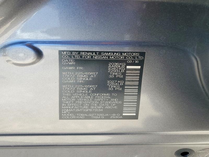 Продажа на аукционе авто 2016 Nissan Rogue, vin: KNMAT2MT1GP673134, номер лота: 63248946