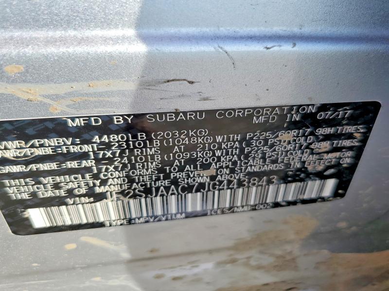 62940556 :رقم المزاد ، JF2SJAAC7JG443843 vin ، 2018 Subaru Forester مزاد بيع