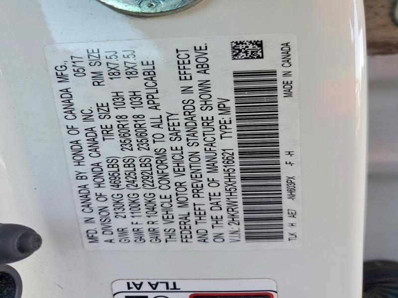 Продаж на аукціоні авто 2017 Honda Cr-v, vin: 2HKRW1H5XHH516621, номер лоту: 60711976