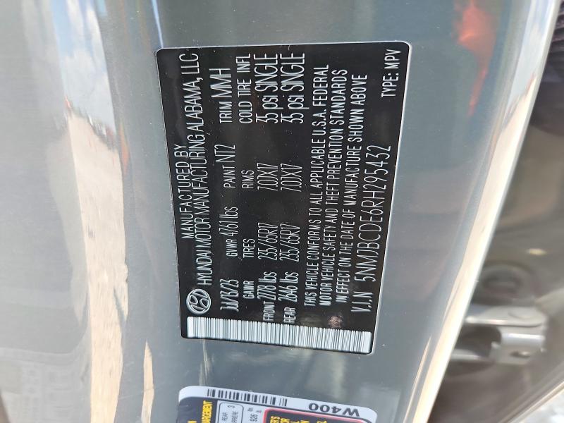 59603106 :رقم المزاد ، 5NMJBCDE6RH295432 vin ، 2024 Hyundai Tucson مزاد بيع
