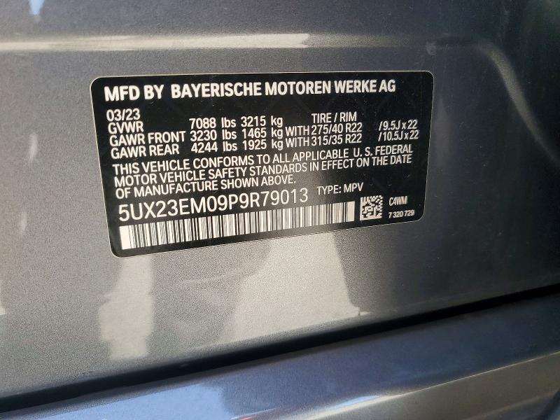 Aukcja sprzedaży 2023 Bmw X7, vin: 5UX23EM09P9R79013, numer aukcji: 85793555