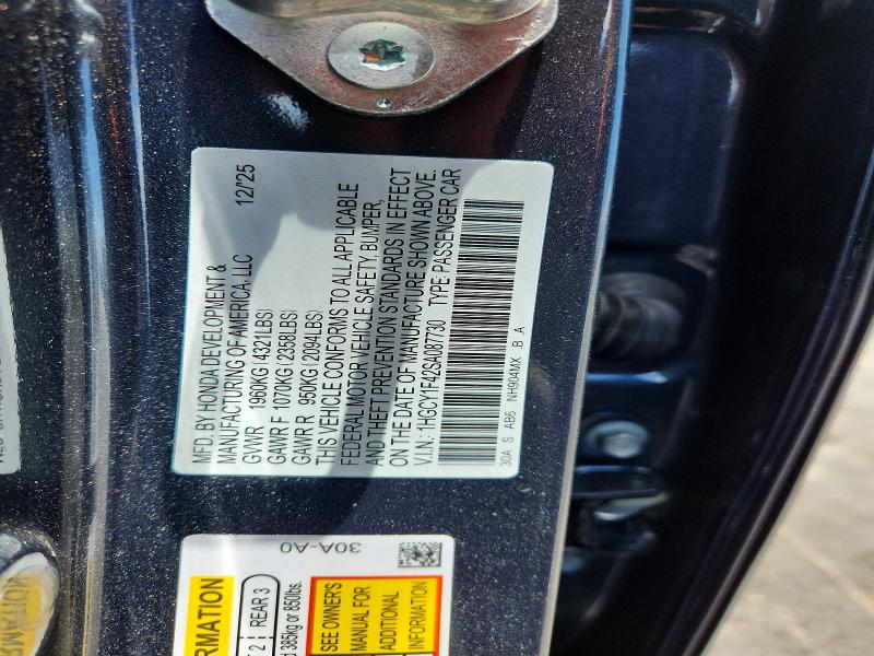 Продажа на аукционе авто 2025 Honda Accord, vin: 1HGCY1F42SA087730, номер лота: 59813026