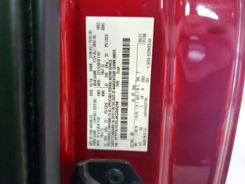 61085666 :رقم المزاد ، 1FTFX1E55JKG00258 vin ، 2018 Ford F150 مزاد بيع