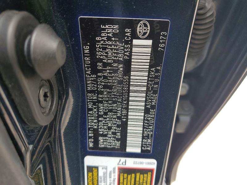 Aukcja sprzedaży 2016 Toyota Camry, vin: 4T1BF1FK1GU580556, numer aukcji: 61753986