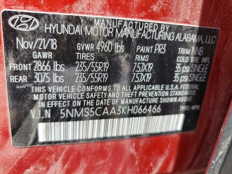 Продажа на аукционе авто 2019 Hyundai Santa Fe, vin: 5NMS5CAA3KH066466, номер лота: 59737536