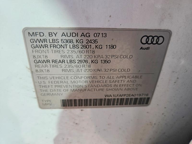 Продаж на аукціоні авто 2014 Audi Q5, vin: WA1LFAFP2EA019716, номер лоту: 60480416
