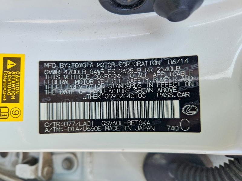 Продажа на аукционе авто 2014 Lexus Es, vin: JTHBK1GG9E2140103, номер лота: 62703726