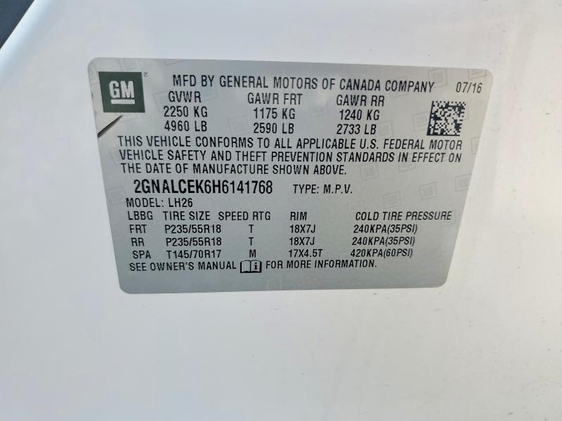 Продаж на аукціоні авто 2017 Chevrolet Equinox, vin: 2GNALCEK6H6141768, номер лоту: 60314696