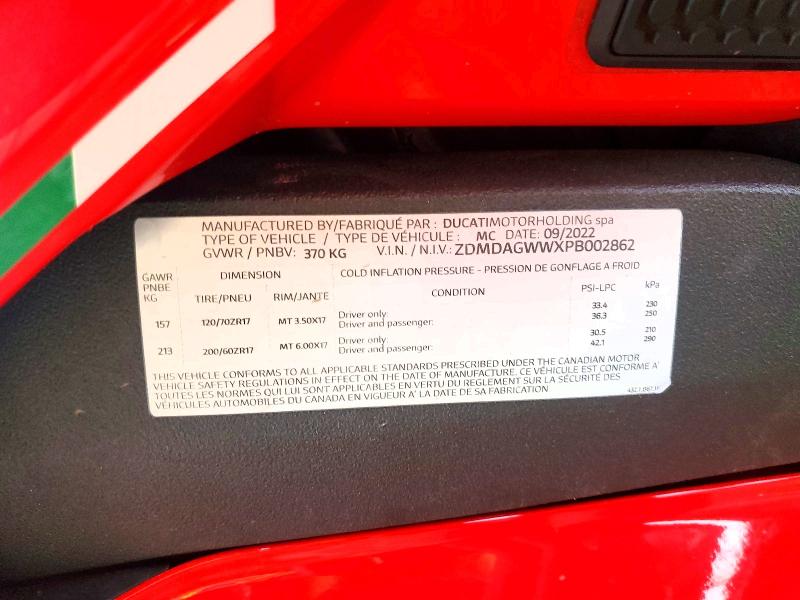2023 Ducati Panigale მანქანა იყიდება აუქციონზე, vin: ZDMDAGWWXPB002862, აუქციონის ნომერი: 61112226