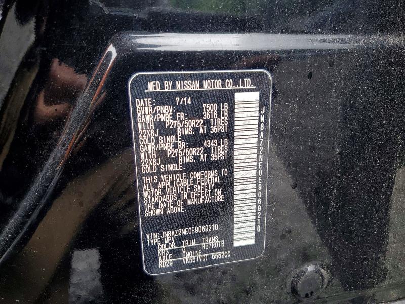 59931746 :رقم المزاد ، JN8AZ2NE0E9069210 vin ، 2014 Infiniti Qx80 مزاد بيع
