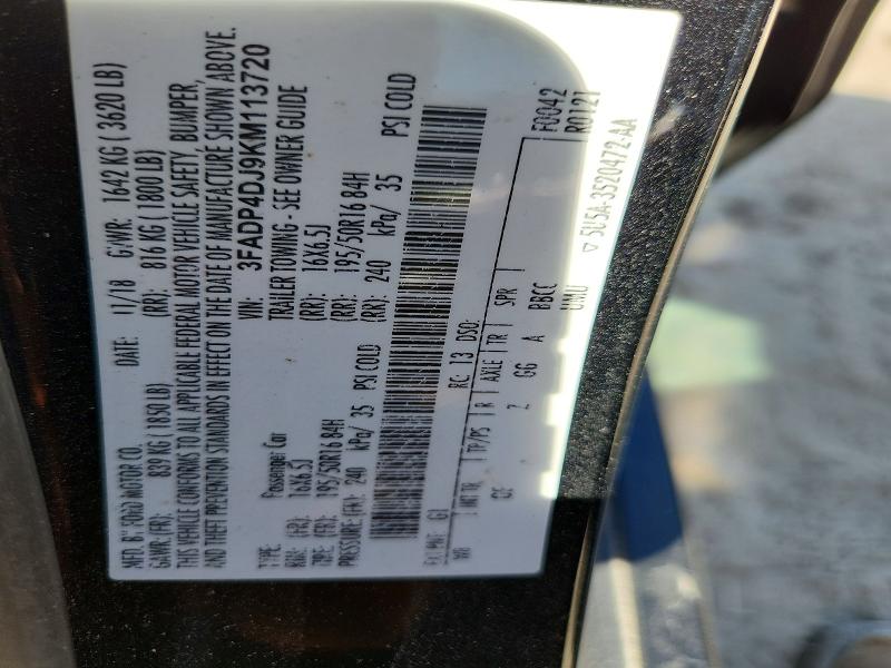 Aukcja sprzedaży 2019 Ford Fiesta, vin: 3FADP4DJ9KM113720, numer aukcji: 63411846