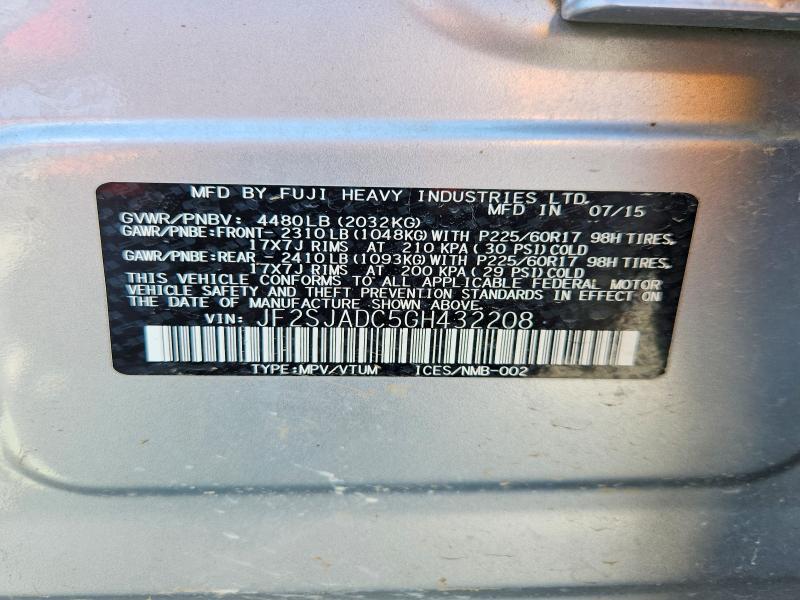 Aukcja sprzedaży 2016 Subaru Forester, vin: JF2SJADC5GH432208, numer aukcji: 61042646