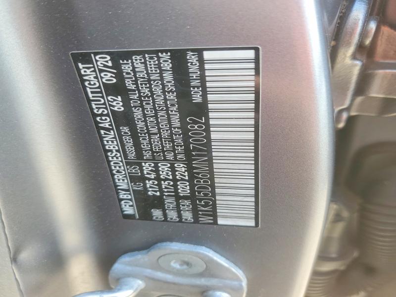 Продажа на аукционе авто 2021 Mercedes-benz Cla, vin: W1K5J5DB6MN170082, номер лота: 59350596