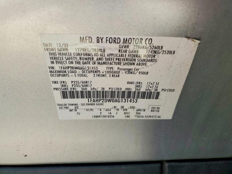 59790246 :رقم المزاد ، 1FAHP2DW0AG131453 vin ، 2010 Ford Taurus مزاد بيع
