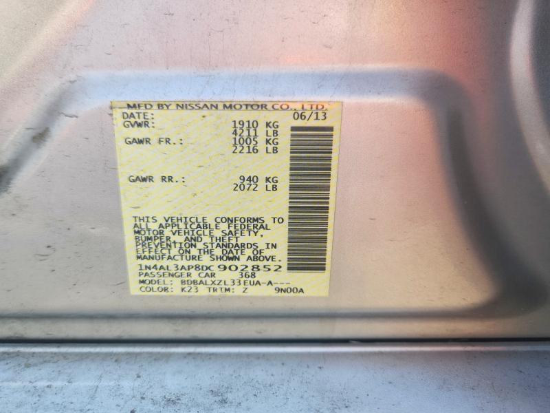 2013 Nissan Altima მანქანა იყიდება აუქციონზე, vin: 1N4AL3AP8DC902852, აუქციონის ნომერი: 60021416