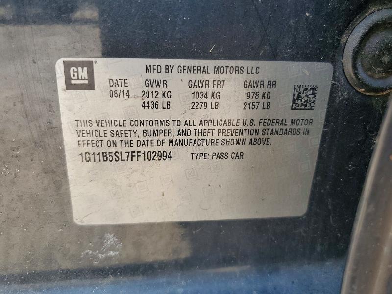 2015 Chevrolet Malibu მანქანა იყიდება აუქციონზე, vin: 1G11B5SL7FF102994, აუქციონის ნომერი: 62703056